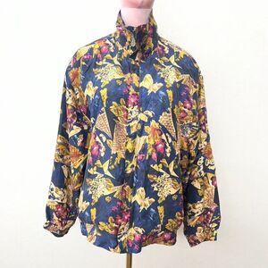 Fuda International Multicolor Silk Full Zip Windbreaker Jacket Womens Size S